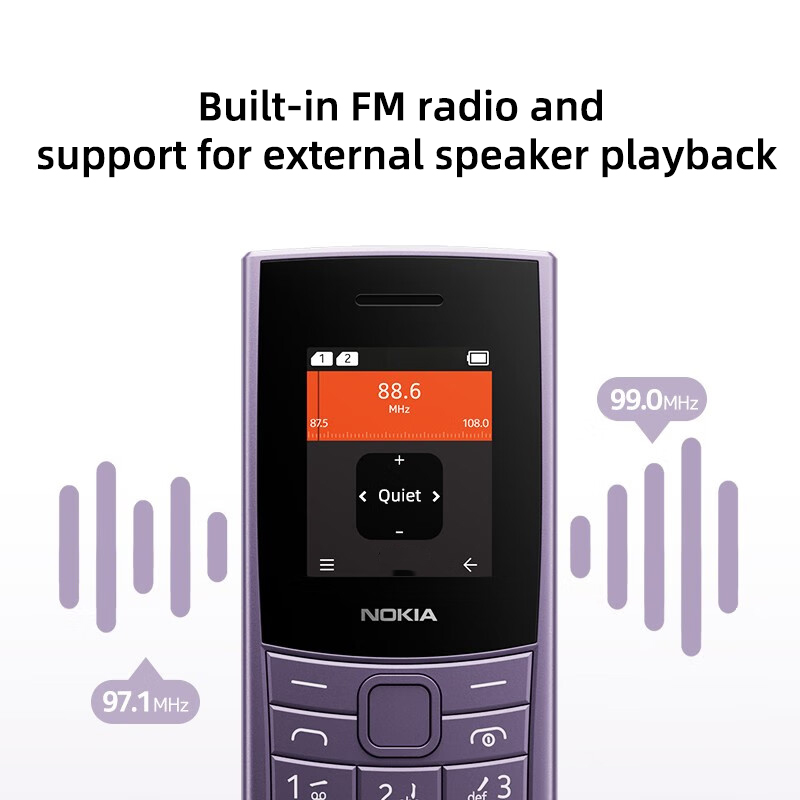 Original Nokia 110 4G 2023 Version Feature Phone 1.8" Dual SIM Bluetooth 5.0 FM Radio 1450mAh Battery Rugged Push-button Phone