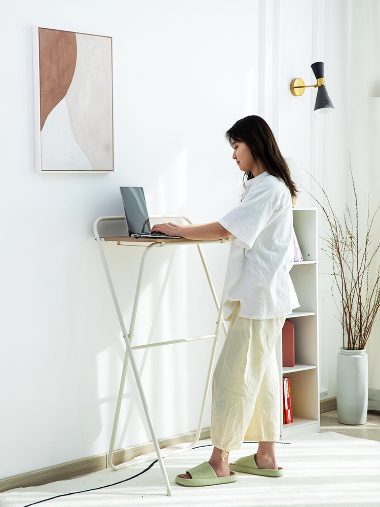 Joylove moderno e minimalista mesa dobrável em pé notebook escritório mesa de estudo em casa branco 1.1m bancada