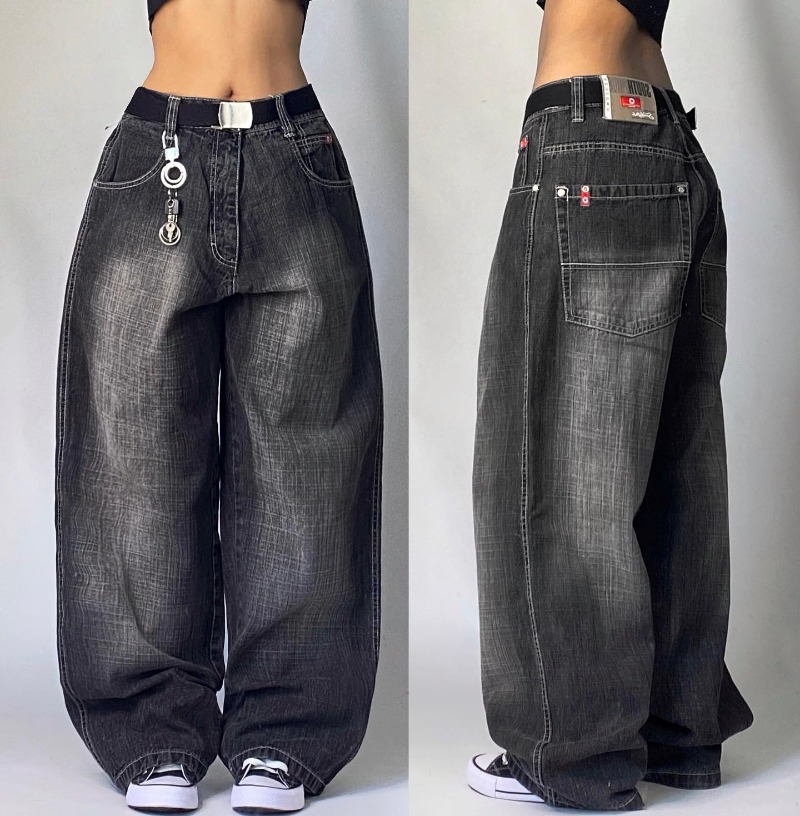 Nowy Harajuku Retro Big Tiger Head Embroidered Baggy Jeans Y2K Street Fashion Hip Hop Popular Gothic Casual Joker Spodnie z szerokimi nogawkami