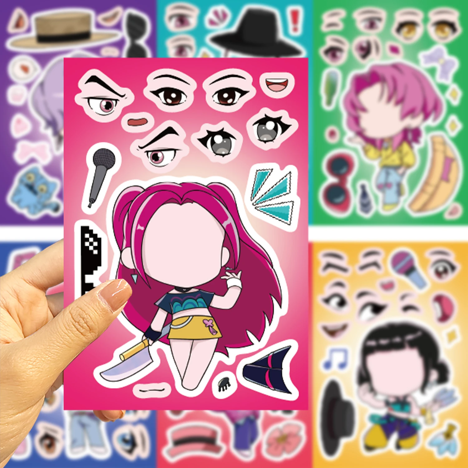 8/16/24Pcs K-Pop Jigsaw puzzle Stickers Witch Hunter Make a face Stickers DIY Handicrafts Waterproof Repeatable Sticker