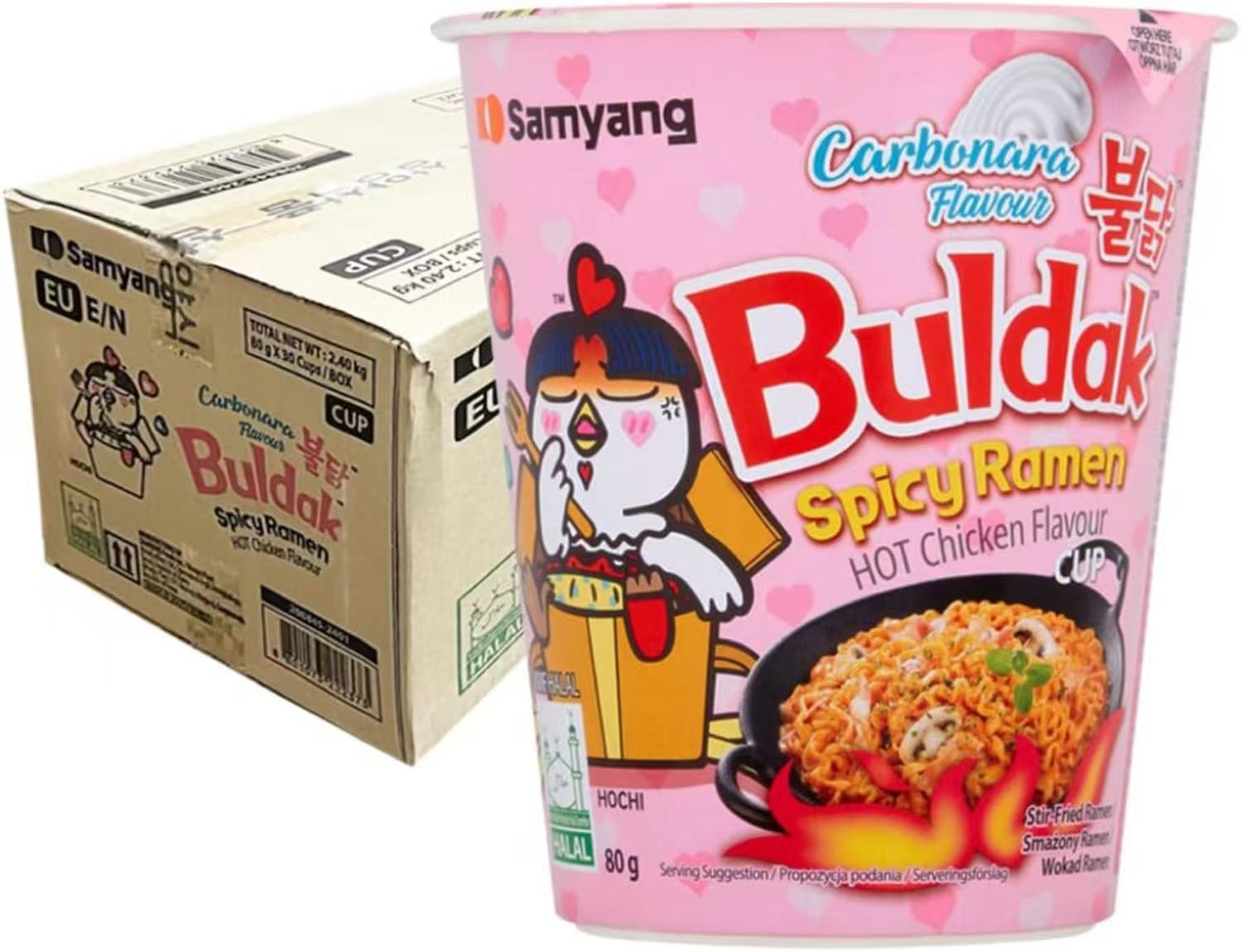 Samyang, Super Spicy Chicken - flavored Cream Cup Noodles, Pack of 40, 80g per cup