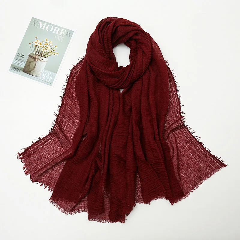 Bufanda de lino y algodón de verano para mujer, bufandas finas con protección solar de Color sólido, chal suave, Foulard de viscosa, chales envolventes para mujer para primavera, nuevo