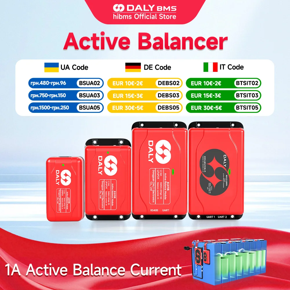 Daly Active Balancer 4S LifePo4 Balancer LTO 6S Li-ion Balance Board 3S 4S 7S 8S 24V 10S ecualizador de batería 3,2 V 3,7 V 100A BMS