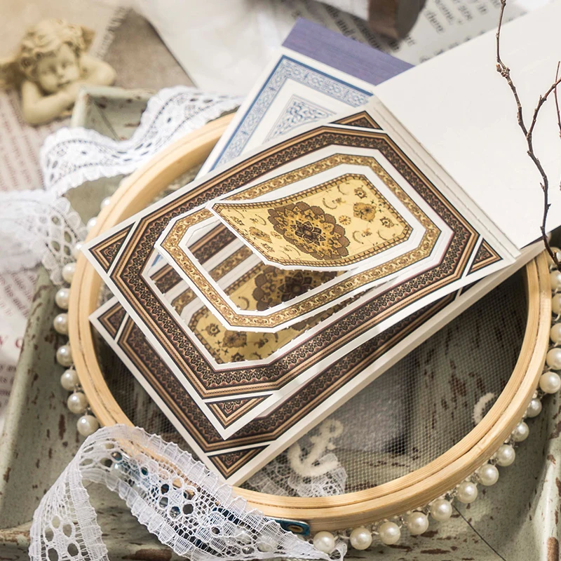 Yoofun 30Sheets Baroque Window Decorative Material Paper Collage Borders Background Paper Scrapbooking Diary Frame Label Planner