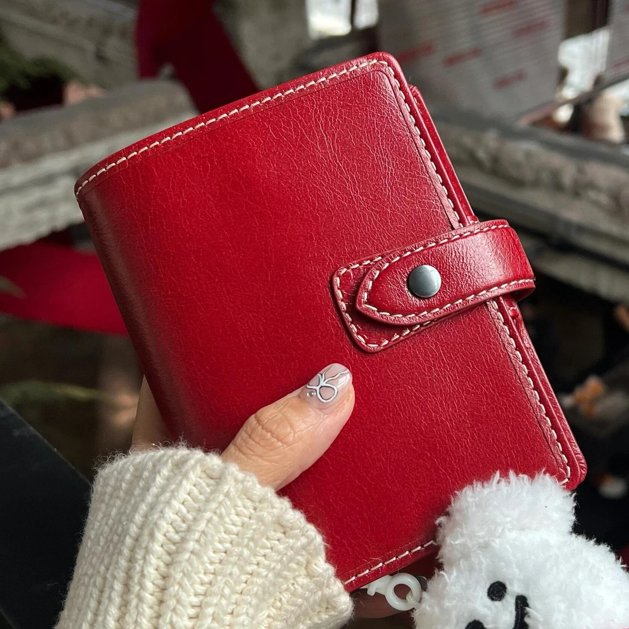 M5 PU Leather Loose Leaf Notebook with Detachable Hand Book 5-Hole Filler Paper Portable Plan Notebook Card Holder Planner