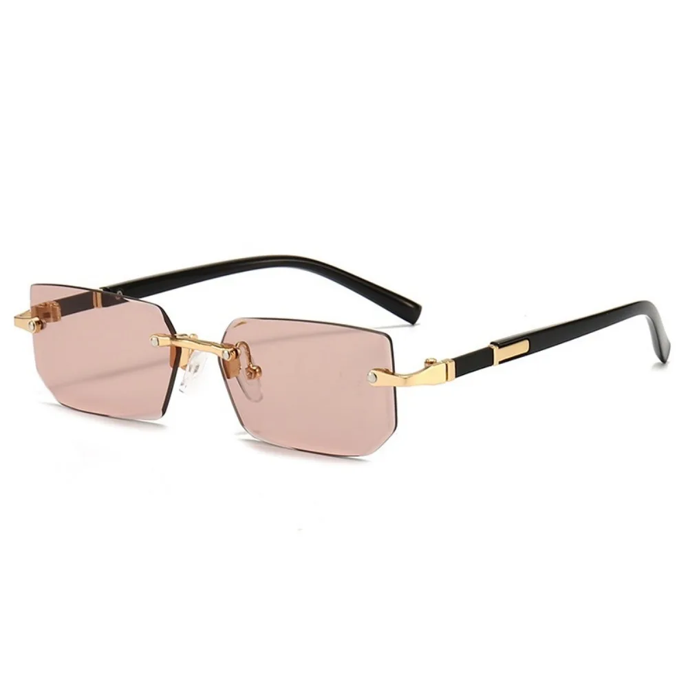 Óculos de sol sem aro para homens e mulheres, óculos de sol retangular sem moldura, retrô, para viagem de verão, uv400