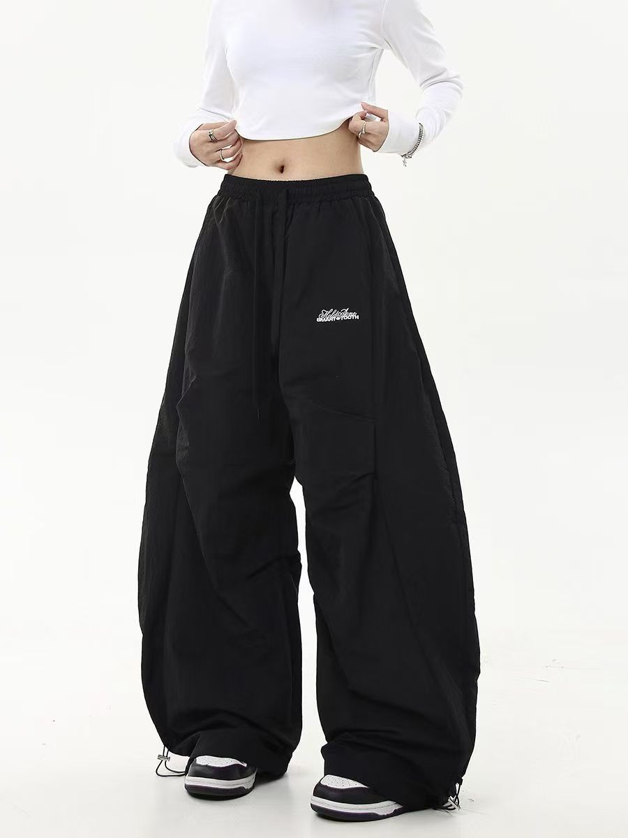 Casual Chic Sweatpant Retro Matching Oversize Women's Wide Leg Pant Low Waist Drawstring Lady Cargo Pants Y2K Hip Hop Streetwear