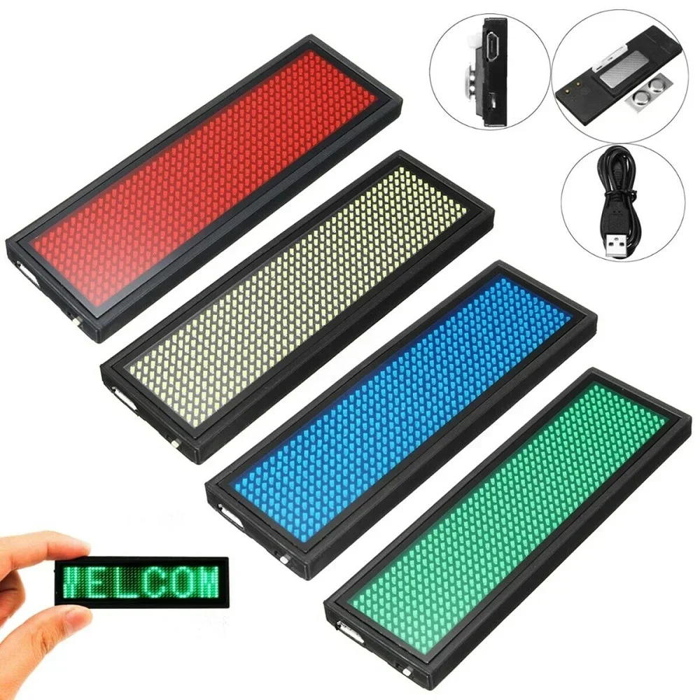 Módulo LED Bluetooth de cuatro colores, Kit de insignia de nombre programable DIY con tablero de mensajes enrollable, Mini Kit electrónico de pantalla LED HD