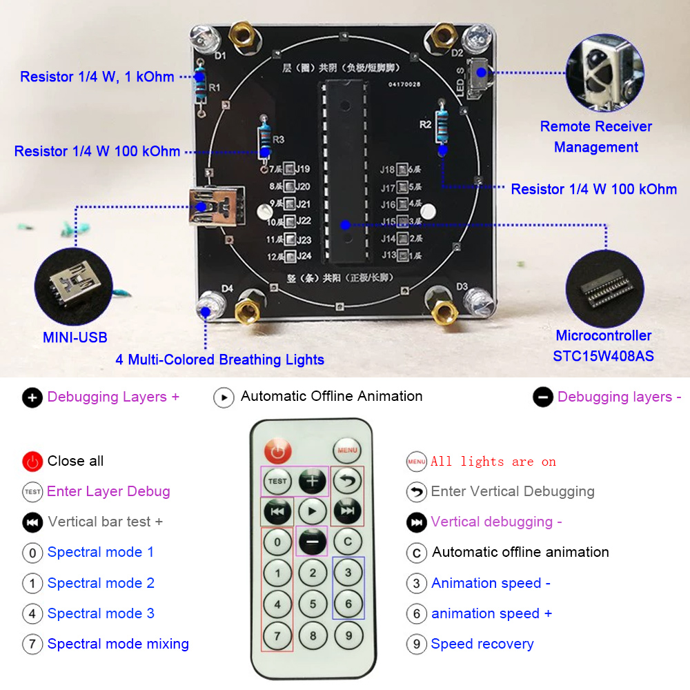 DIY Electronic Soldering Kit LED Colorful Canton Tower Lightcube 16*16 Electronics Practical Training Soldering