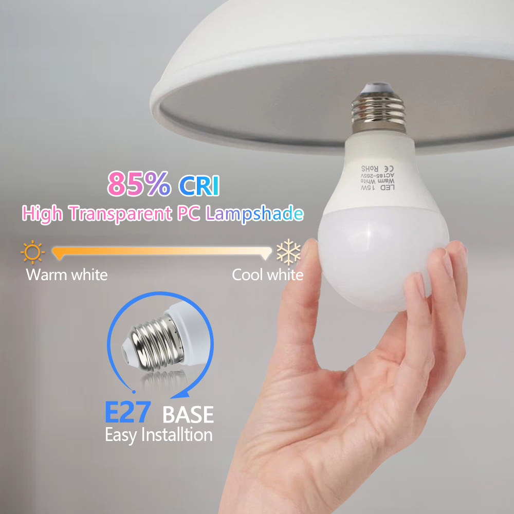 3 ワット 6 ワット 9 ワット 12 ワット 15 ワット 18 ワット LED 電球ランプ E27 ランパーダ LED 電球 AC 220 V-240 V スマート IC 高輝度ボンビージャランプスポットライト