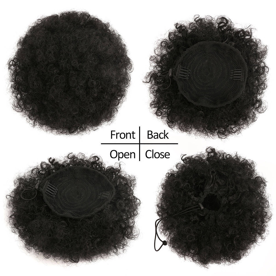 Synthétique Afro bouffée cordon queue de cheval cheveux pièces pince sur Ombre miel couleur Blonde crépus cordon bouclés queue de cheval
