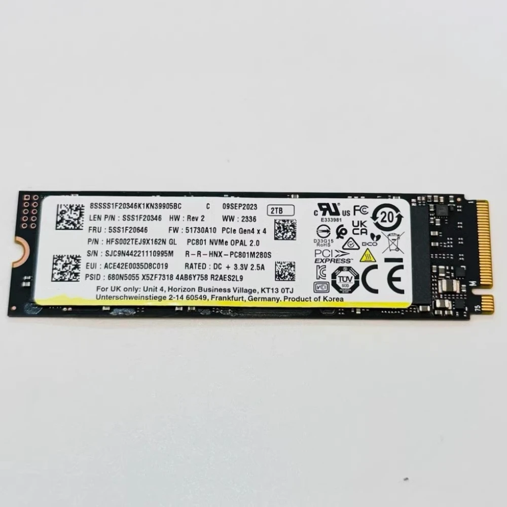 PC801 512G 1T 2T 2280 M.2 PCIe4.0 * 4 NVME ACNS075 controllo principale 256G Per computer SKhynix unità a stato solido Cache indipendente