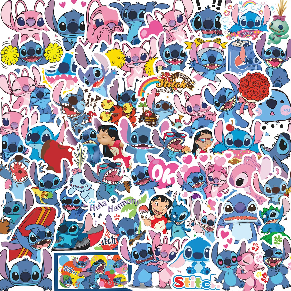 100Pcs Stitch Cartoon Sticker DIY Diary Kawaii Waterproof Graffiti Decoration Phone Case Cup Skateboard Refrigerator Sticker