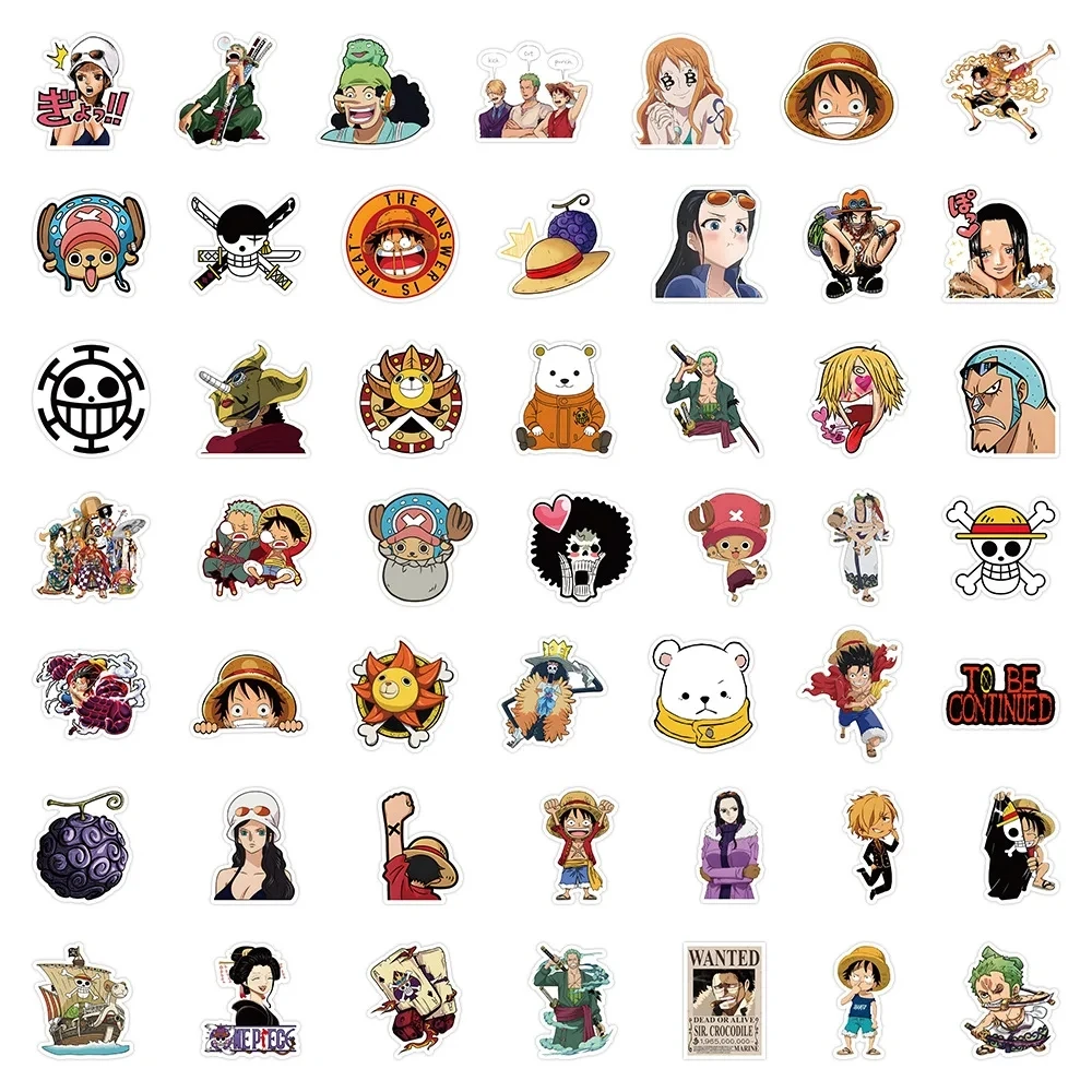 10/30/50pcs 원피스 스티커 애니메이션 Luffy 만화 데칼 낙서 DIY 노트북 오토바이 스케이트 보드 전화 방수 어린이 장난감