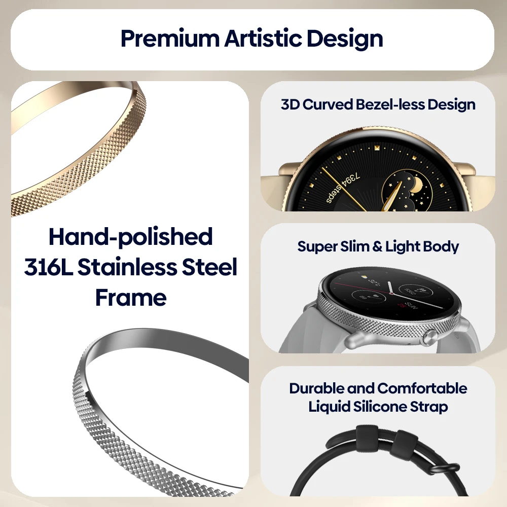 Zeblaze GTR 3 Pro Voz Chamando Relógio Inteligente AMOLED Display Aço Inoxidável 316L Aptidão Smartwatch Para As Mulheres