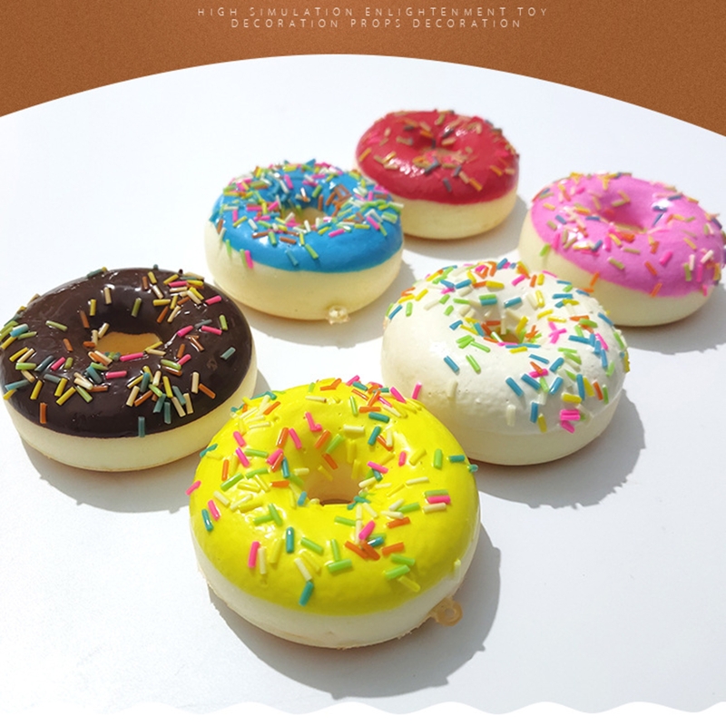 Donut Artificial suave para aliviar el estrés, juguete de simulación para pastel, decoración de boda, novedad