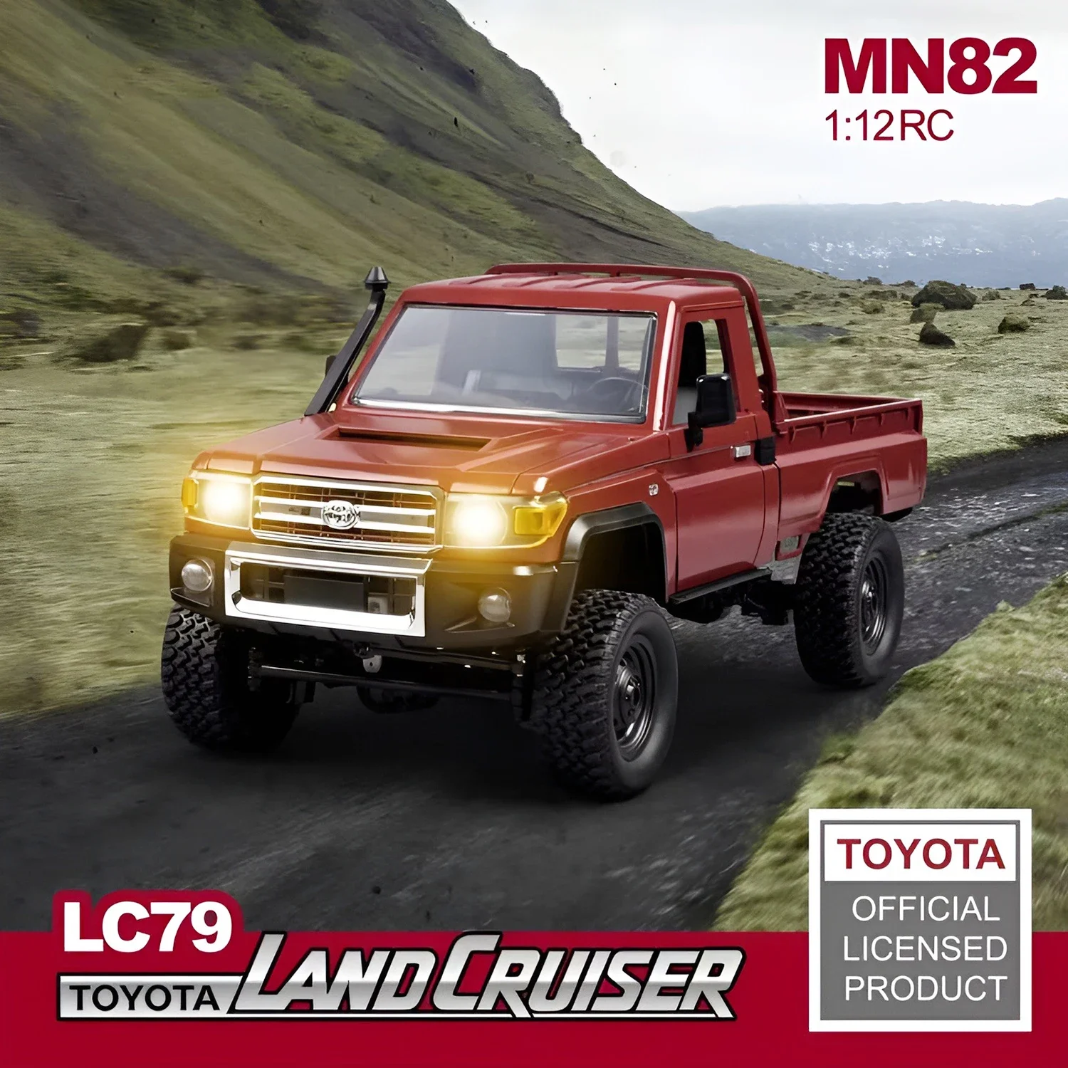 MN82 4WD RC Geländewagen 1/12 LC79 Pickup Kletterauto mit LED-Leuchten Volle Größe Simulation RC Kletterauto Junge Spielzeugauto