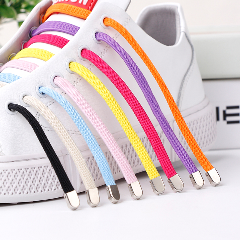 2er-Pack elastische Schnürsenkel, Halbkreis, ohne Krawatte, Schnürsenkel für Kinder und Erwachsene, Sneakers, Schnürsenkel, schnelle Lazy-Schnürsenkel mit Metallverschluss