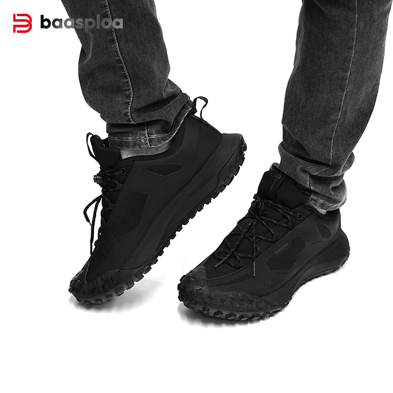 Baasploa Männer Wanderschuhe Lässige Leichte Schnür-Wanderschuhe Männlich Im Freien Wasserdichte Camping Beständig Rutschfeste Turnschuhe