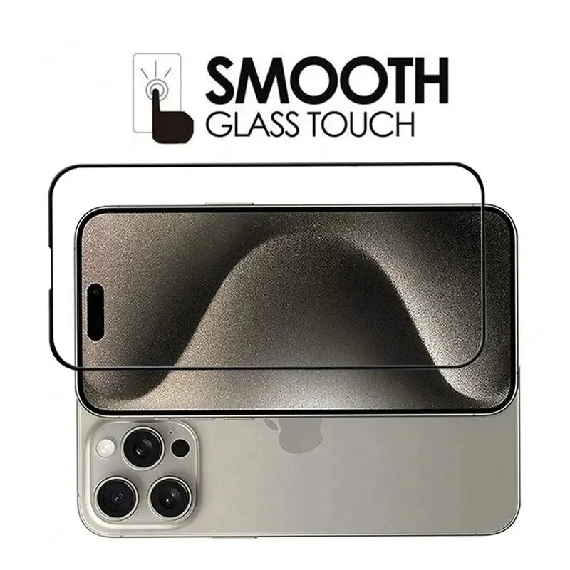 1 PCS Gehärtetes Glas Für iPhone 16 Pro Max 16 Pro Anti Scratch Screen Protector Schwarz Rahmen Schutz Glas Für 11 16ProMax