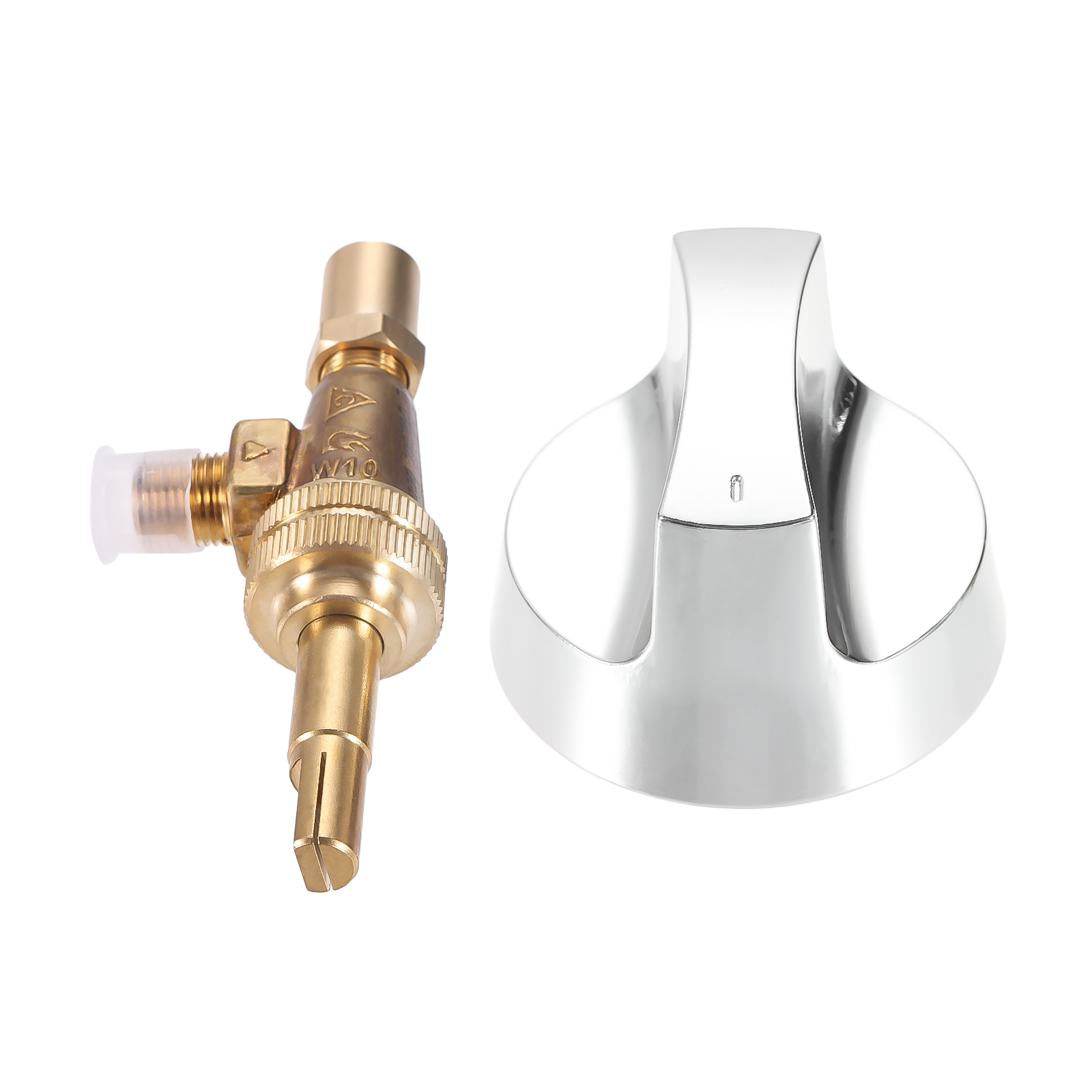 2pcs/1kit Brass Gas Control Valve 0.047" Orfice Nozzle with Chromed Steel Control Knob Stem Length 1.4" for Restaurant Kitchens