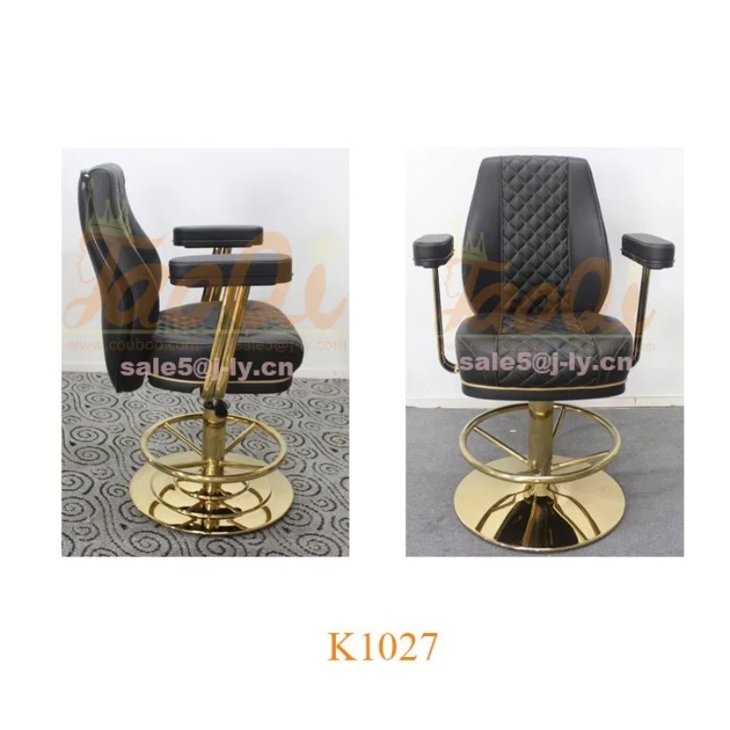 เก้าอี้คาสิโนสไตล์เยอรมัน K1027 เก้าอี้โป๊กเกอร์สีทอง เก้าอี้บาร์มีที่วางแขน เก้าอี้เกมมิ่งแบบหมุนได้ เก้าอี้บาร์แบบมีช่องใส่ของ