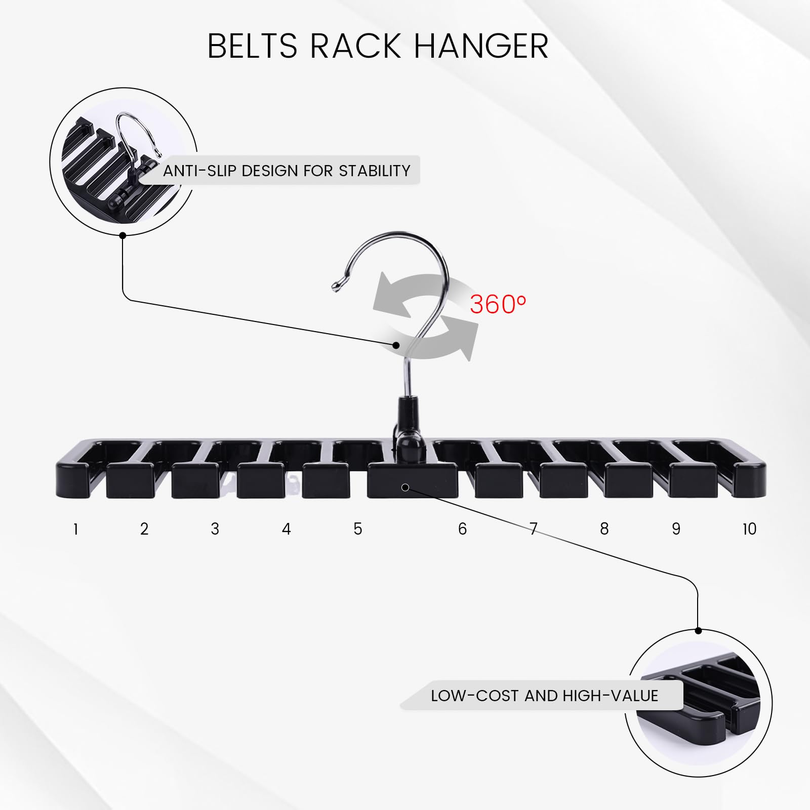 Rack per cinture, Organizer per riporre oggetti, appendiabiti, supporto per armadio, appendiabiti robusti per uomo donna