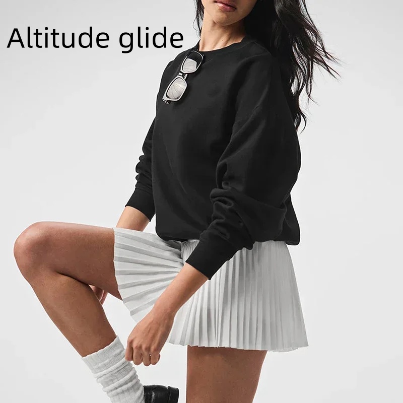 Goddess-Sudadera de cuello redondo de Yoga, ropa deportiva neutra, Top de manga larga de Color sólido informal, sudadera cómoda, moda de otoño e invierno