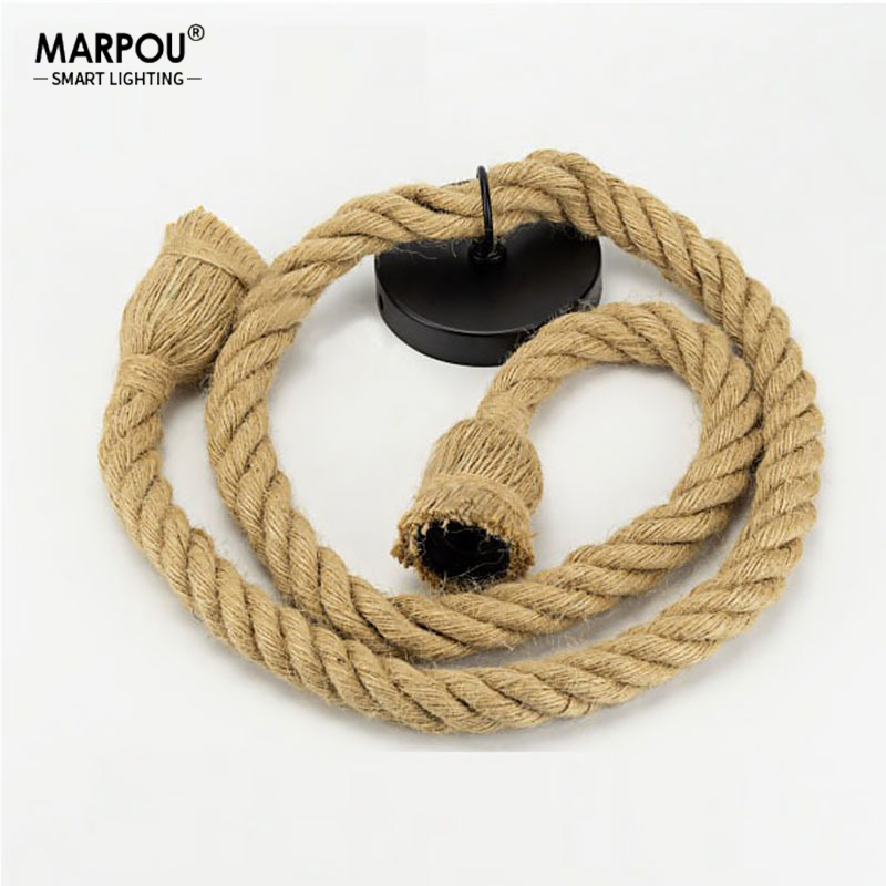 Hanfseil Pendelleuchten E27 Vintage Retro Hanfseil Lampe Hängelampen Kreative Loft Home Kronleuchter LED-Lichtsockel AC85V-265V