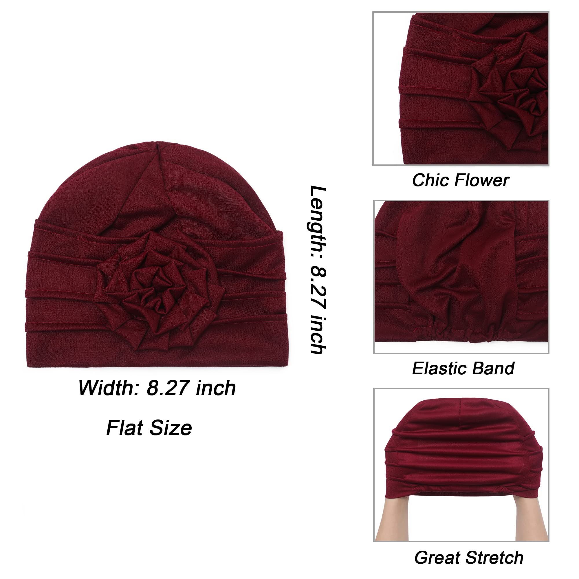 Moslim Mode Effen Kleur Vrouwen Hijab Tulband Muts Met Bloem Chemo Hoofddeksels Elastische Hoofd Wrap Cap