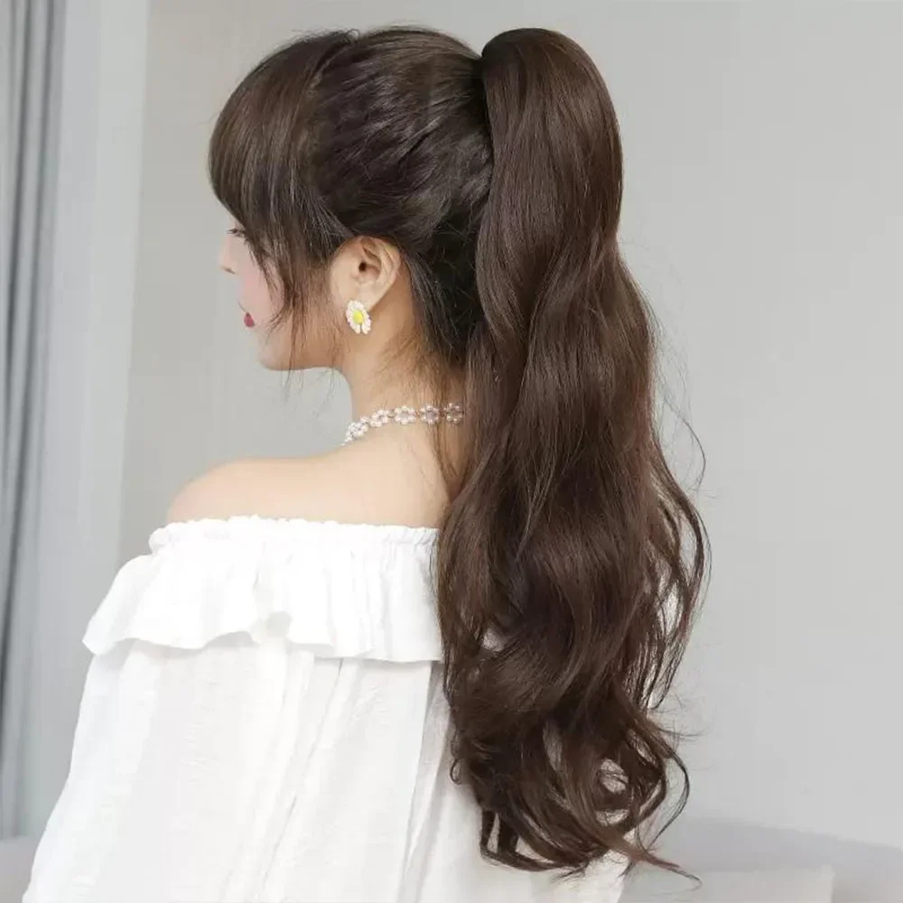 Extensiones de cabello de cola de caballo con Clip de garra larga y recta sintética, pieza de cabello de cola de caballo resistente al calor de 50cm para mujer, fiesta diaria
