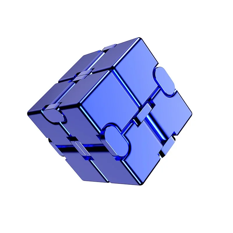 Infinite Cube Aluminum Alloy Metal EDC Stress Relief Mini Toy Portable Office Infinite Flip Cubic Fidget Relax Venting Toys