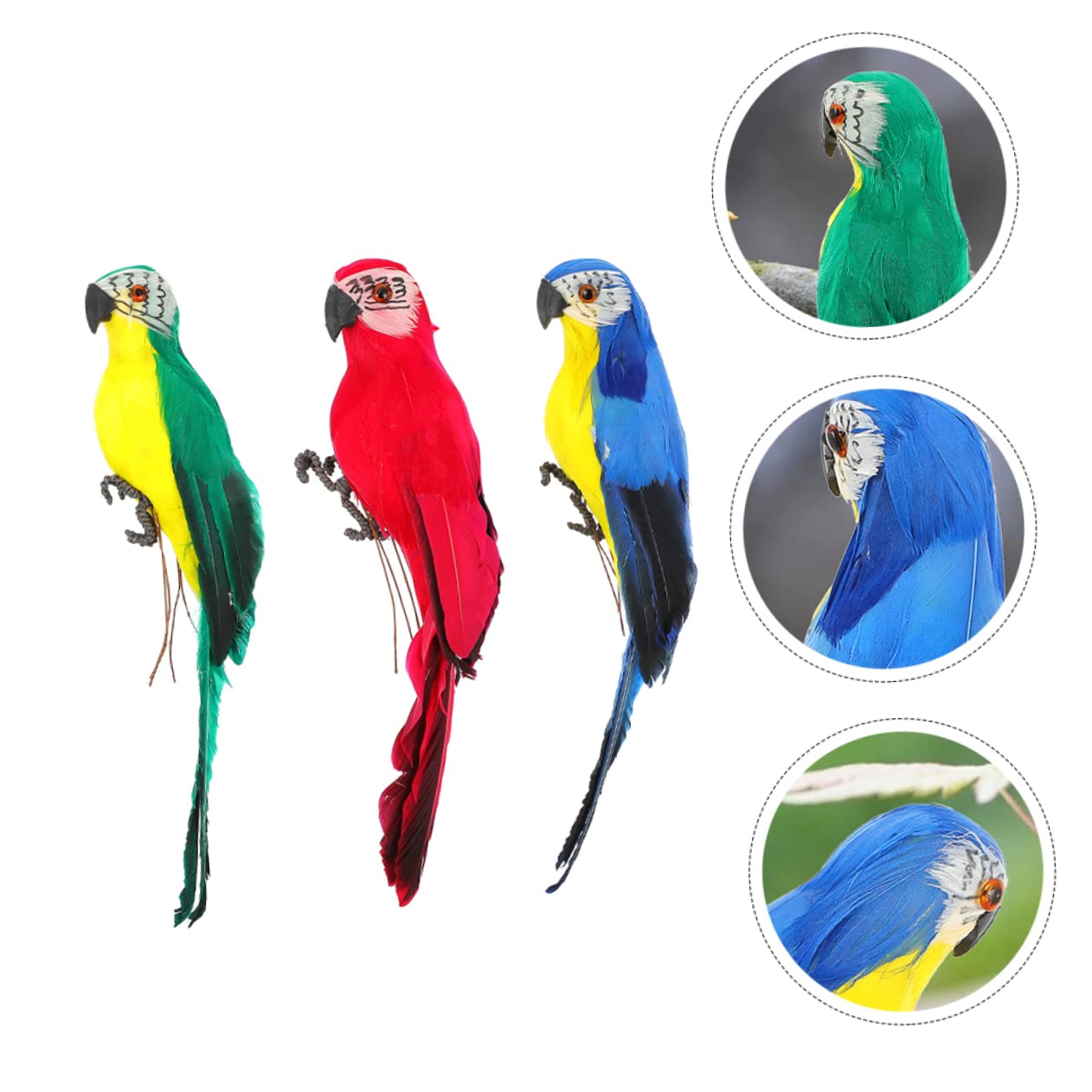 25/35 ซม.ทําด้วยมือจําลองนกแก้วสัตว์นกสวน Props ตกแต่ง Miniature Feather สนามหญ้าตุ๊กตาเครื่องประดับ