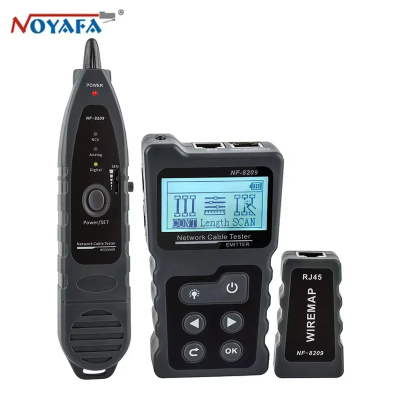 NOYAFA NF-8209 Кабельный трекер Lan Дисплей Измерительный тестер Сетевые инструменты ЖК-дисплей Измерительная длина Тестер схемы с фонариком