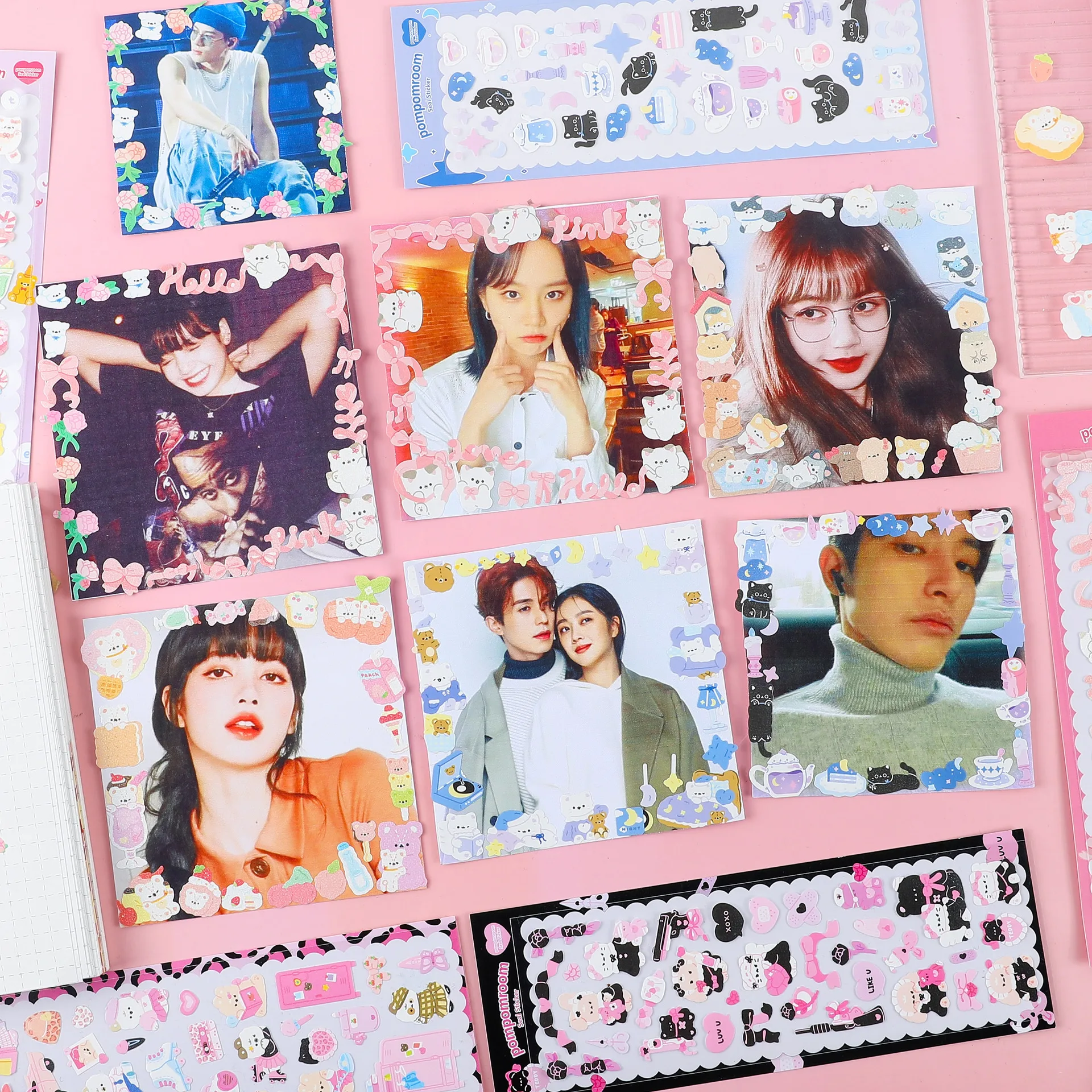 10 ~ 11 pièces belle mignon coréen Toploader décoration joint autocollants 3D holographique conception Kawaii Kpop porte-carte journal déco