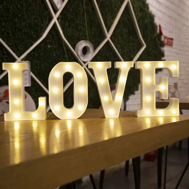 Ins vendita calda 26 lettere inglesi lampada di design a luce led per matrimonio compleanno proposta di luce colorata confessione notte a sorpresa