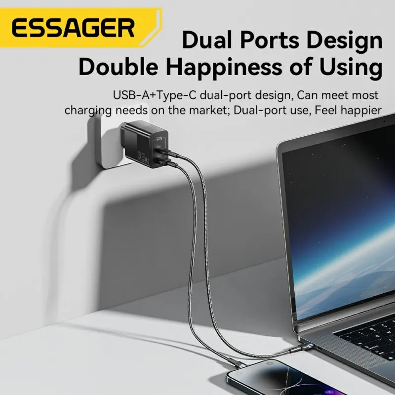Essager usb c ladegerät 33w gan typ c pd schnell aufladen für iphone 14 13 12 11 pro max xs 8 p für ipad pro air ipad mini