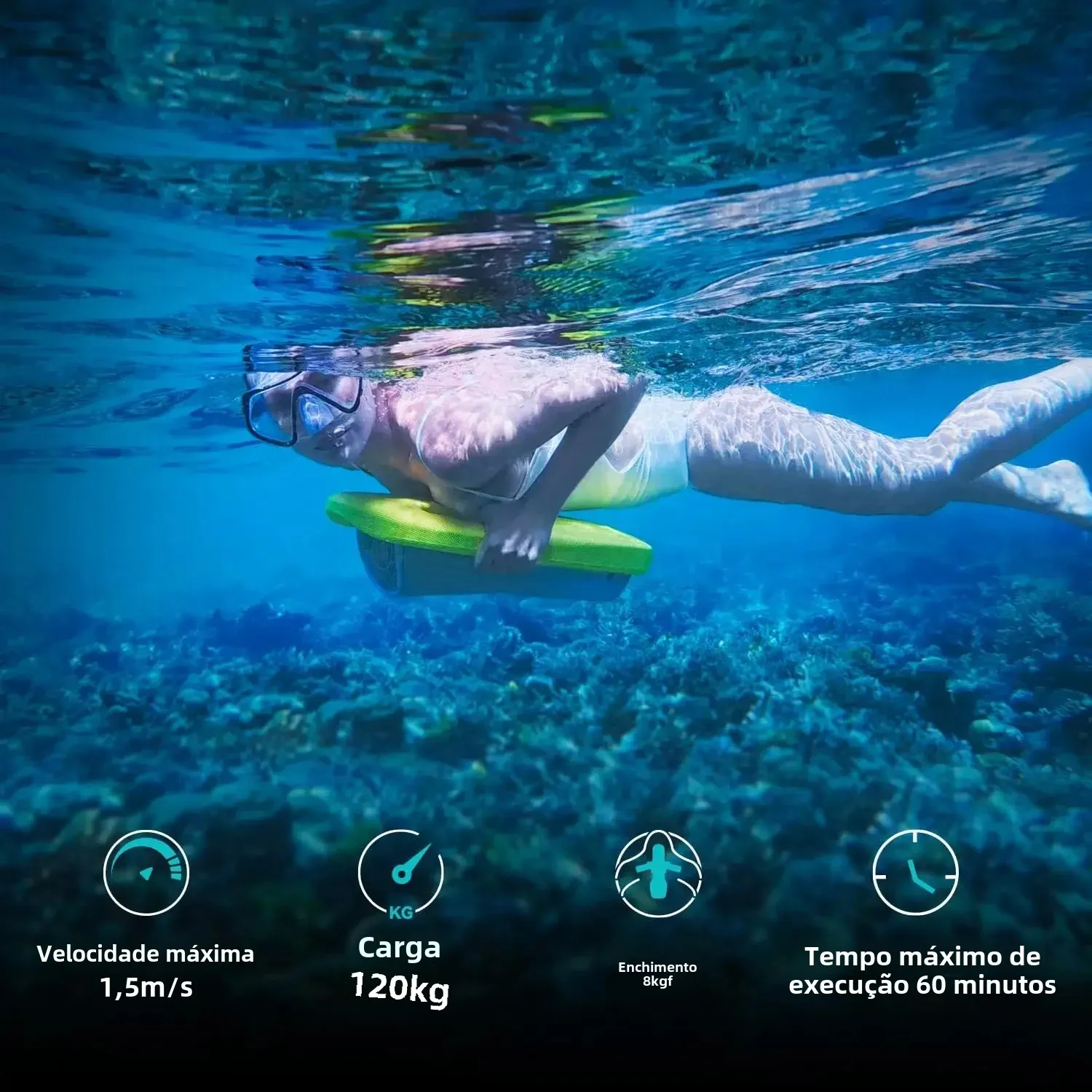 Asiwo Natação Kickboard Electirc, Treinamento de Natação Kickboard 3 Velocidade Esportes Aquáticos Piscina Board para Adultos Crianças