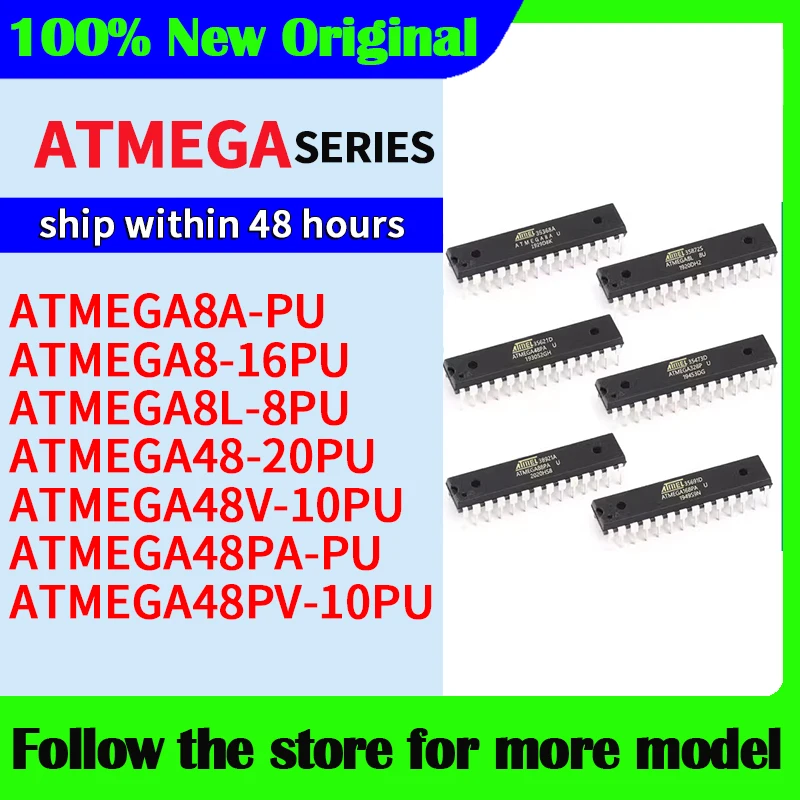 ATMEGA8A-PU ATMEGA8-16PU ATMEGA8L-8PU ATMEGA48-20PU ATMEGA48V-10PU ATMEGA48PA-PU ATMEGA48PV-10PU En stock Envío 48 horas