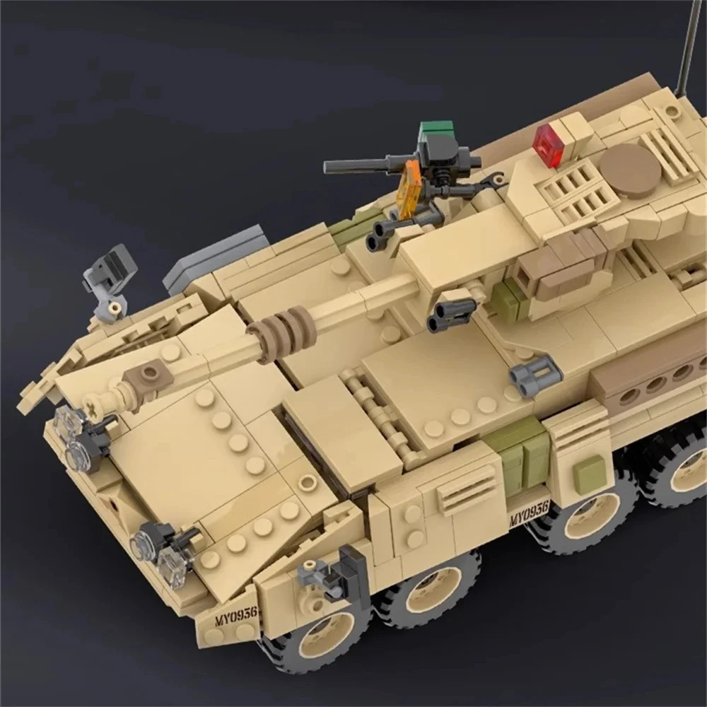 第二次世界大戦 WW2 陸軍軍事兵士 SAWT M1128 モバイルガンシステムモデル ​ 積み木 レンガ 子供のおもちゃ