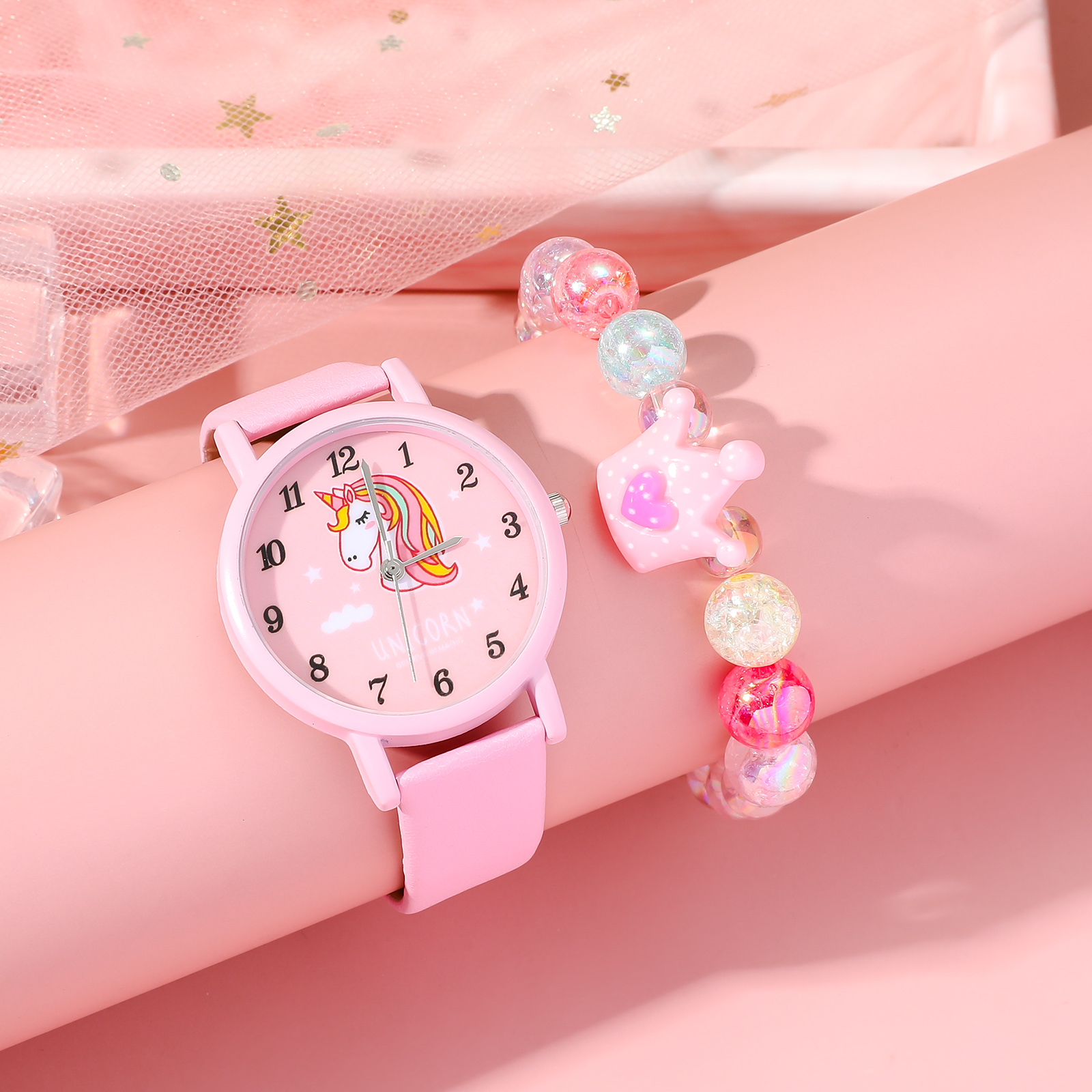 Ensemble de montres à quartz pour enfants en silicone licorne de mode populaire
