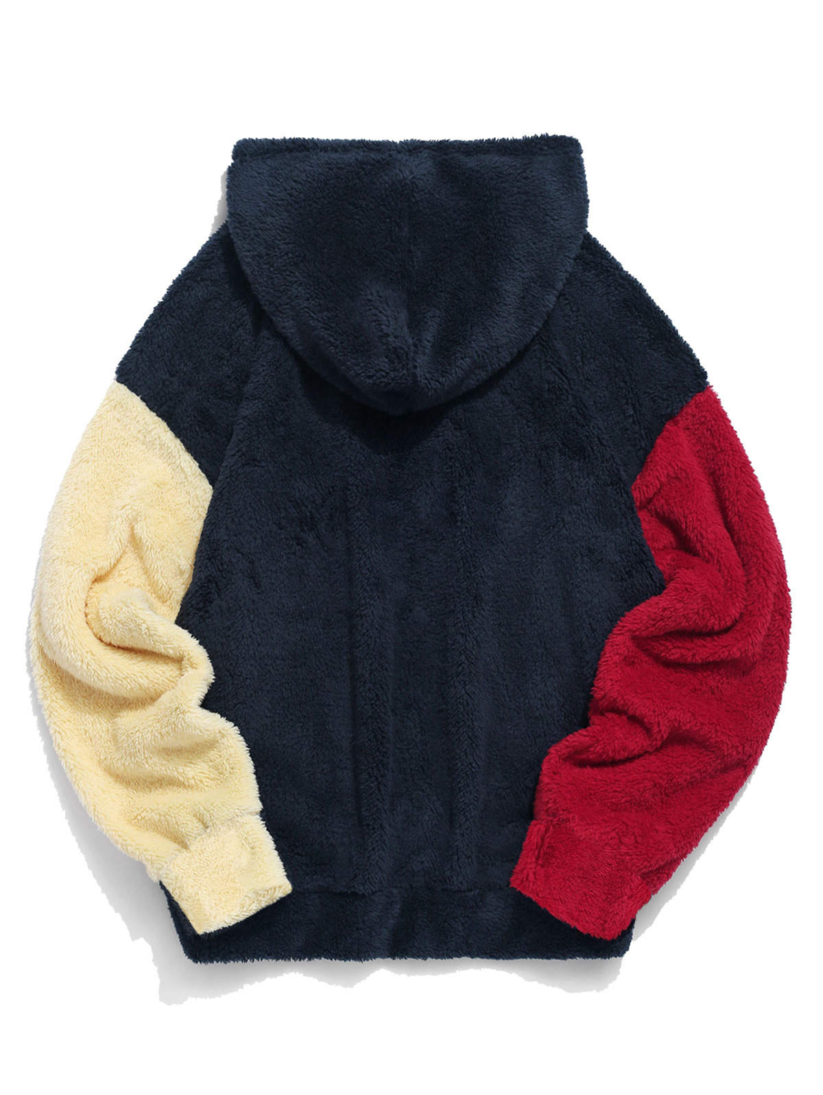 ZAFUL Farbblockierender, flauschiger Fleece-Pullover-Hoodie mit Spleißen