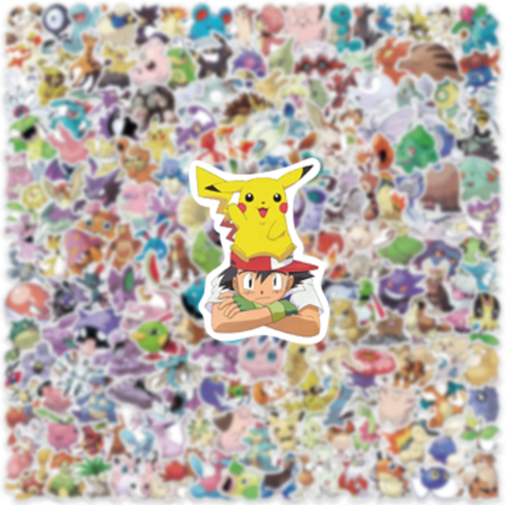 100/200/300 pçs pokemon kawaii pikachu adesivos decoração decalques portátil skate carro bagagem telefone adesivo à prova dwaterproof água brinquedo