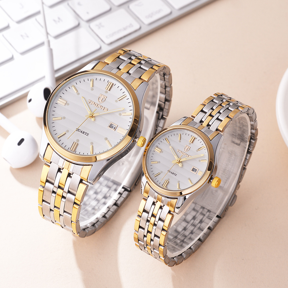 Reloj de cuarzo clásico de lujo para hombre y mujer, pulsera con esfera luminosa de acero inoxidable, resistente al agua, con fecha, envío directo