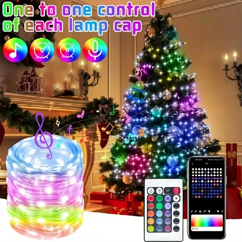 WS2812 Cadena de luces LED USB 5V Smart IC fiesta Navidad guirnaldas de luces decoraciones Bluetooth 5-20m direccionable Dreamcolor