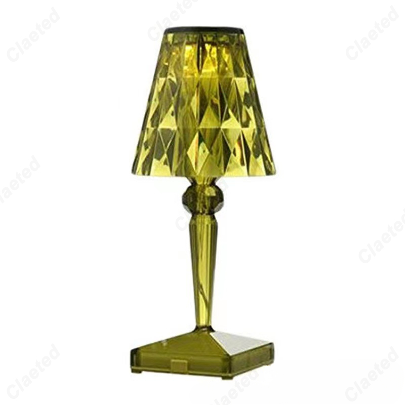 Led acrílico diamante cristal decorativo lâmpada de mesa carregamento usb casa quarto barra estudo portátil toque nightlight