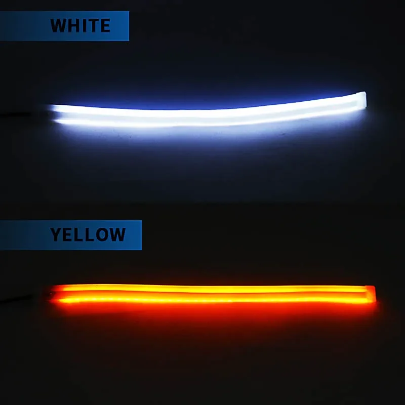 2 STKS DRL Auto Flexibele LED-dagrijverlichting Richtingaanwijzer Lamp Koplamp Waterdicht 30 cm 45 cm 60 cm Wit Rood Geel Blauw