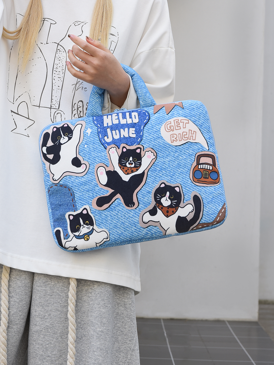 Bolsa para Portátil con Diseño de Gato fiti, Bolso de Mano para Mujer, Funda Protectora para iPad de  Puadas, Bolsa d...