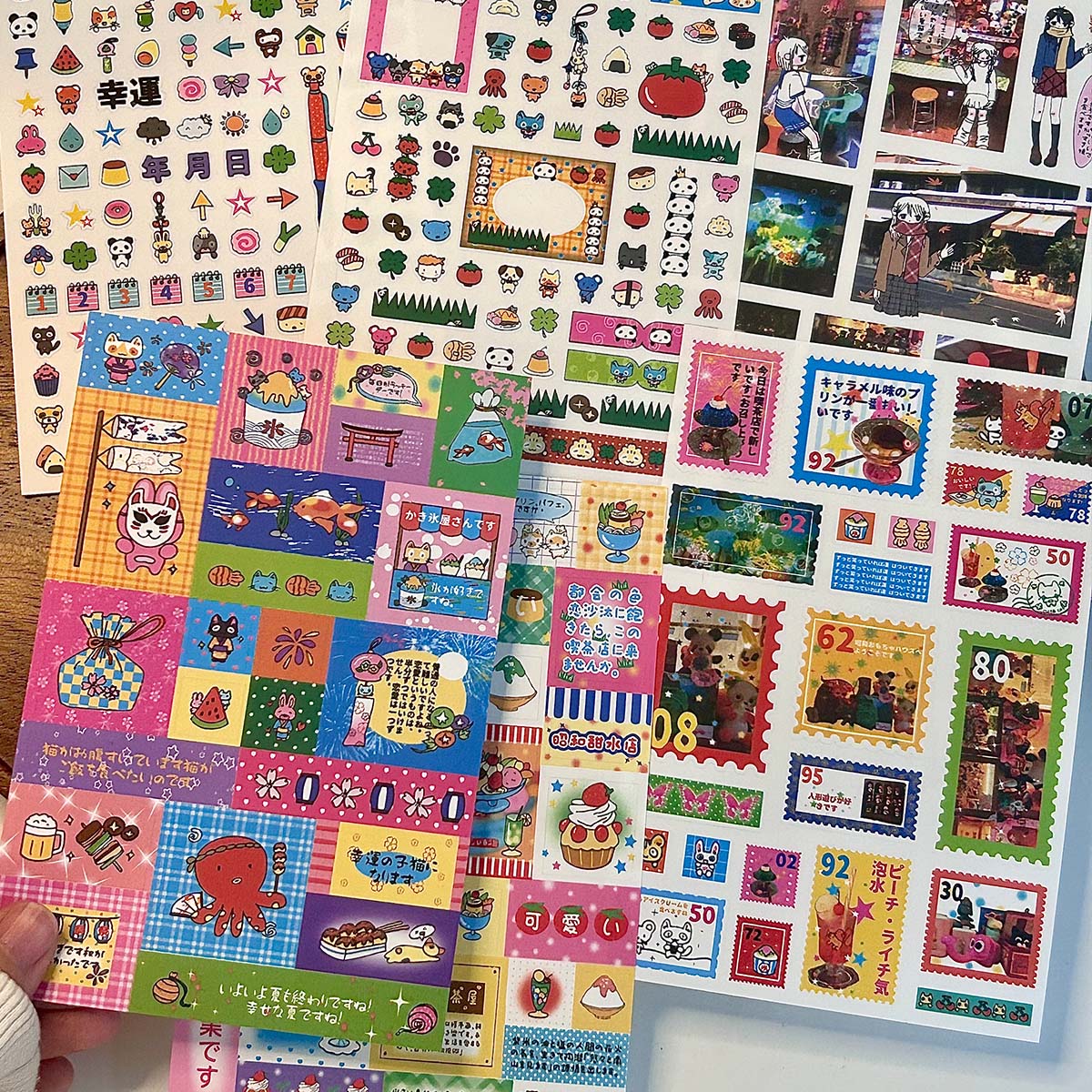 เครื่องเขียนสติกเกอร์สําหรับ Scrapbooking Kawaii สติกเกอร์สไตล์ที่สมจริงป้ายสติกเกอร์ Deco องค์ประกอบ DIY โทรศัพท์ Decal สติกเกอร์