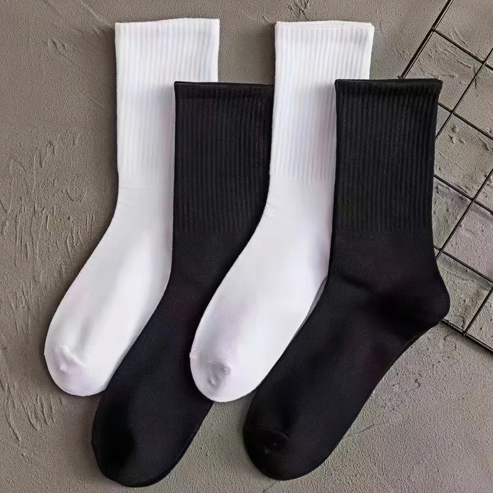6/12 pares de calcetines de color blanco y negro para hombre y mujer, calcetines absorbentes del sudor y a prueba de olores